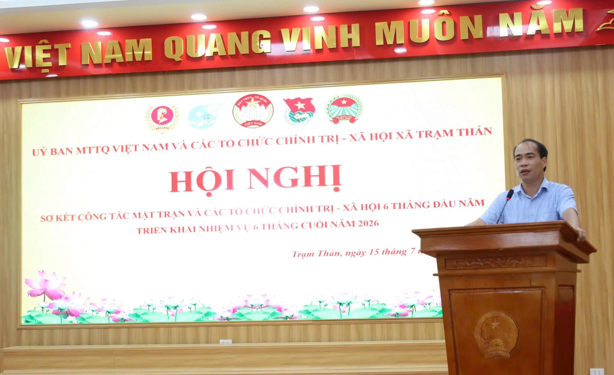 ỦY BAN MTTQ VIỆT NAM XÃ TRẠM THẢN TỔ CHỨC HỘI NGHỊ SƠ KẾT CÔNG TÁC MẶT TRẬN 6 THÁNG ĐẦU NĂM VÀ TRIỂN KHAI NHIỆM VỤ 6 THÁNG CUỐI NĂM.