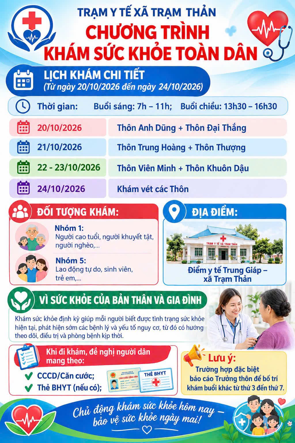 UBND & trạm y tế xã Trạm Thản trân trọng Thông báo
