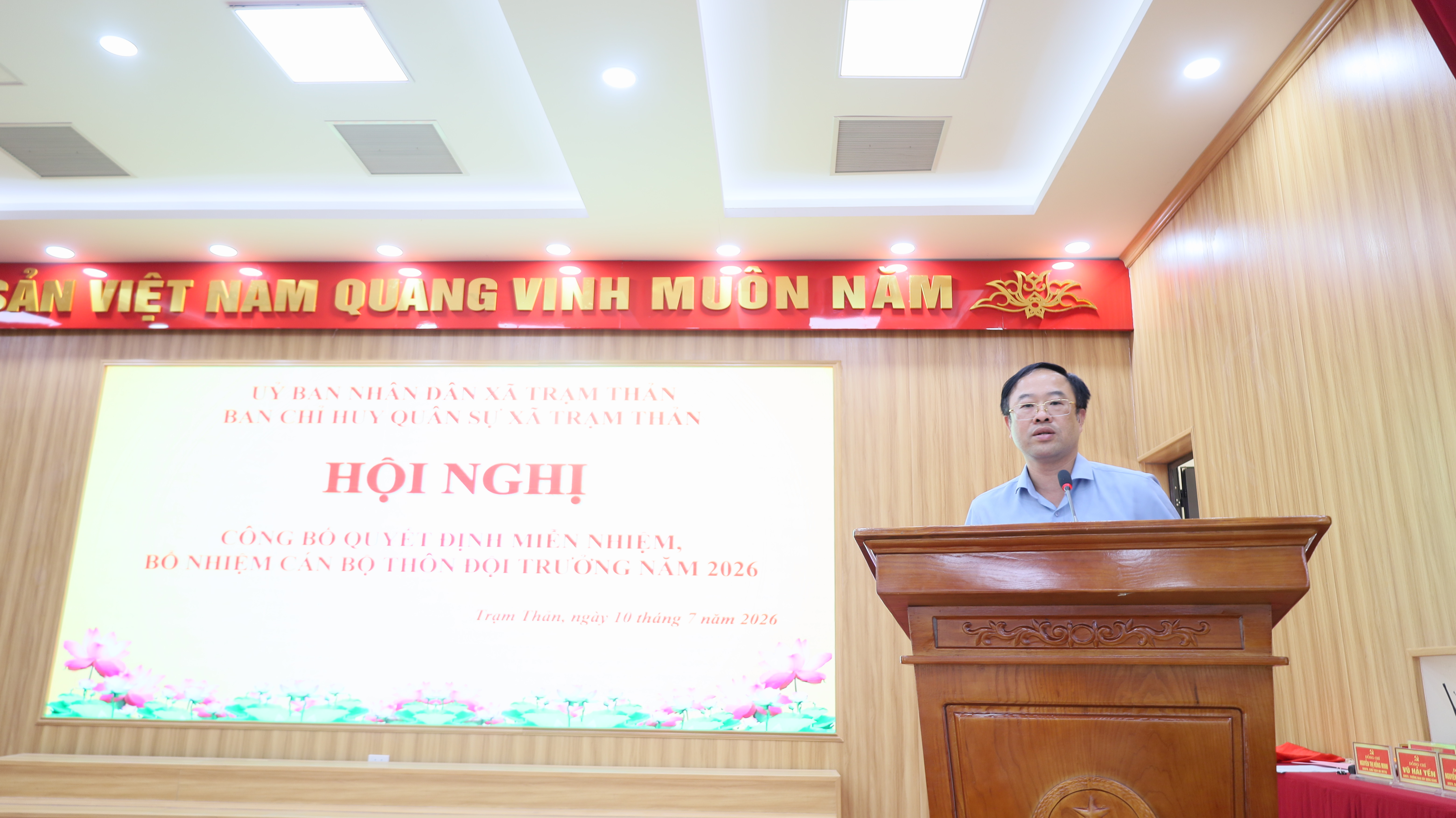 XÃ TRẠM THẢN TỔ CHỨC HỘI NGHỊ CÔNG BỐ QUYẾT ĐỊNH MIỄN NHIỆM, BỔ NHIỆM CÁN BỘ THÔN ĐỘI TRƯỞNG NĂM 2026