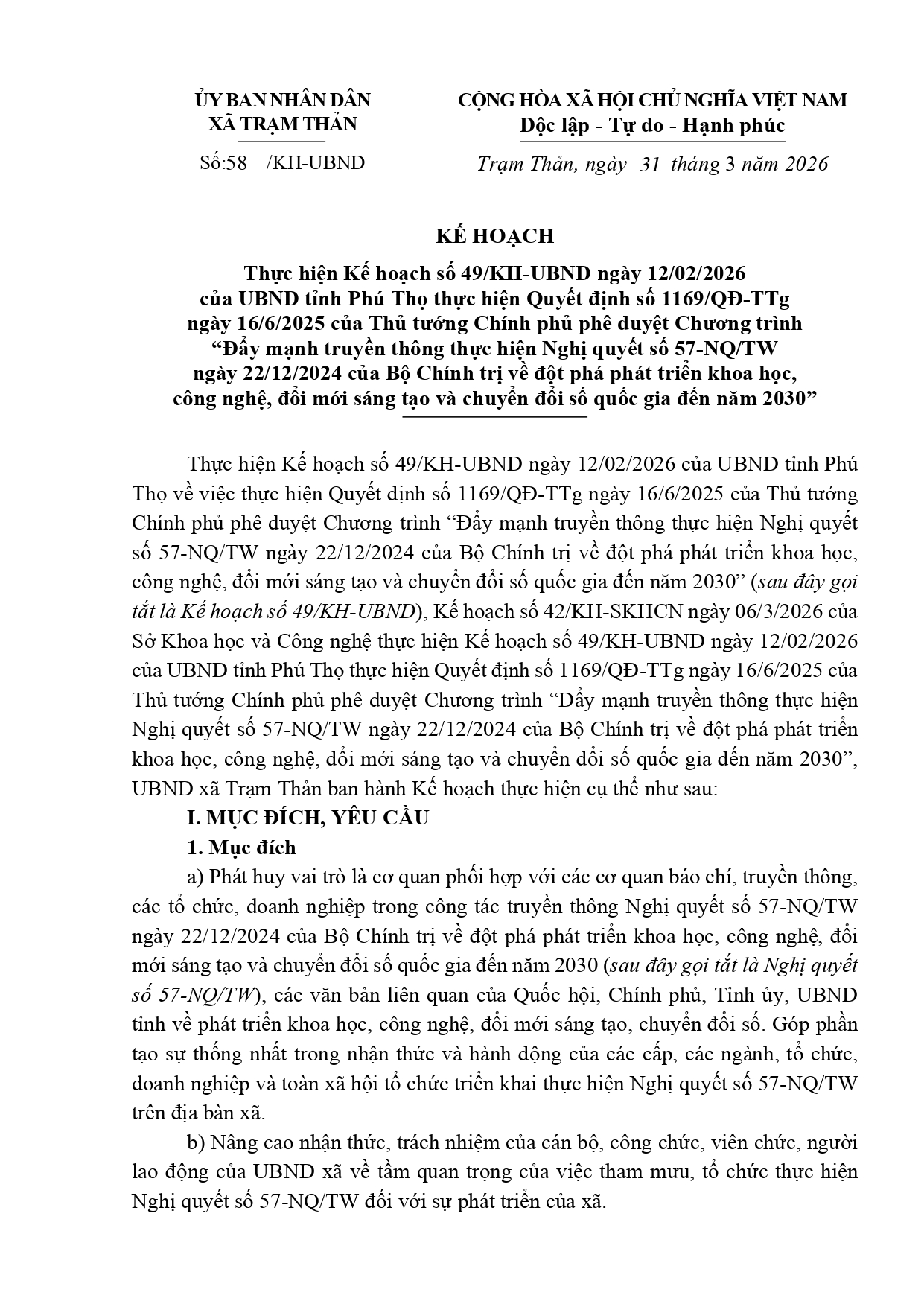 Đẩy mạnh truyền thông thực hiện Nghị quyết số 57-NQ/TW ngày 22/12/2024 của Bộ Chính trị về đột phá phát triển khoa học, công nghệ, đổi mới sáng tạo và chuyển đổi số quốc gia đến năm 2030