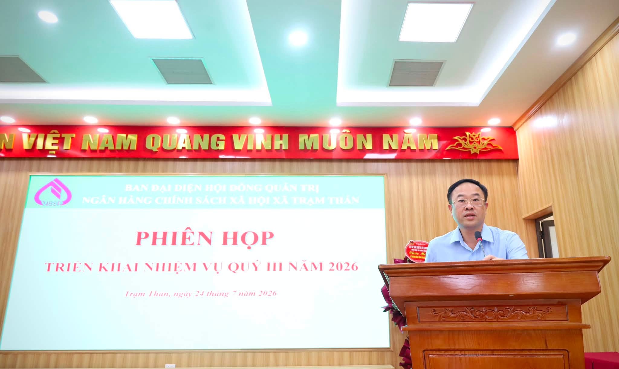 BAN ĐẠI DIỆN HĐQT NHCSXH XÃ TRẠM THẢN TỔ CHỨC PHIÊN HỌP (LẦN THỨ 2), TRIỂN KHAI NHIỆM VỤ QUÝ III VÀ CÁC THÁNG CUỐI NĂM 2026