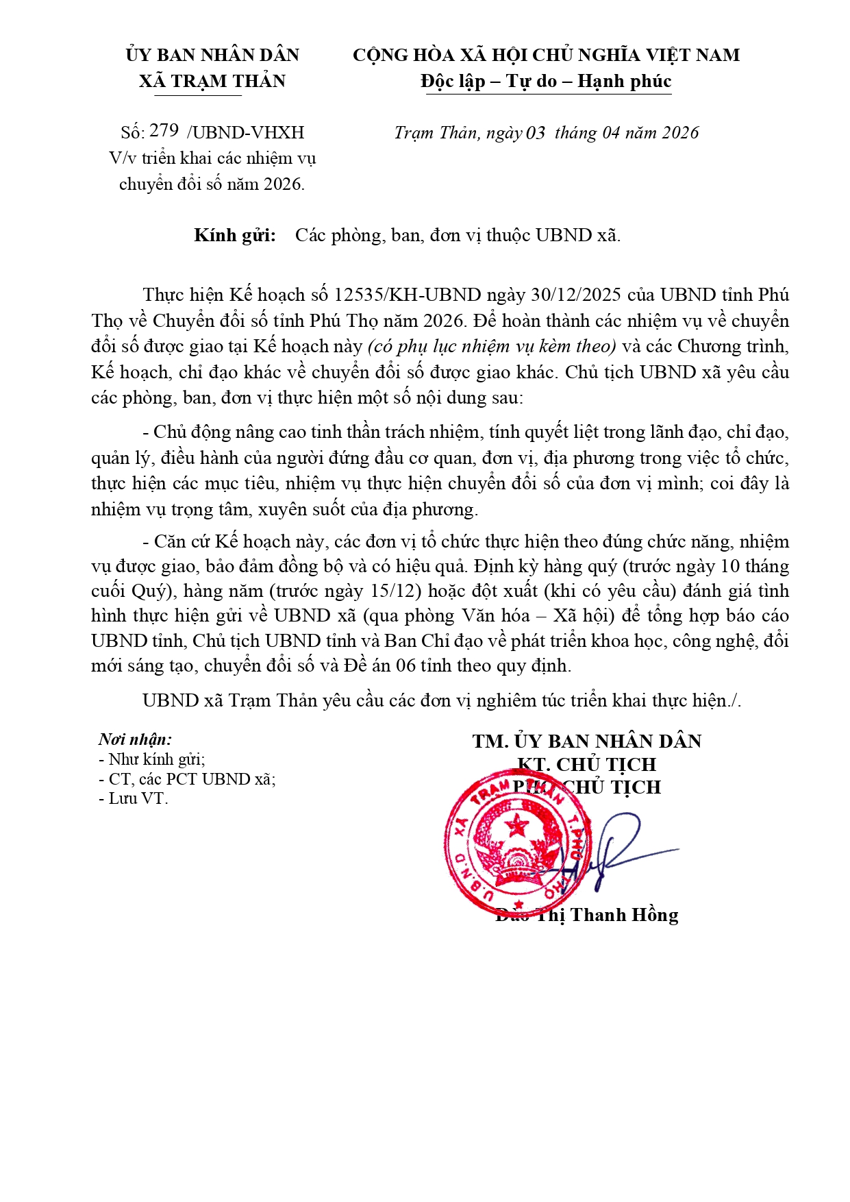 Triển khai các nhiệm vụ chuyển đổi số năm 2026.